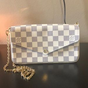 Authentic Pochette Felicie Damier Azur Canvas